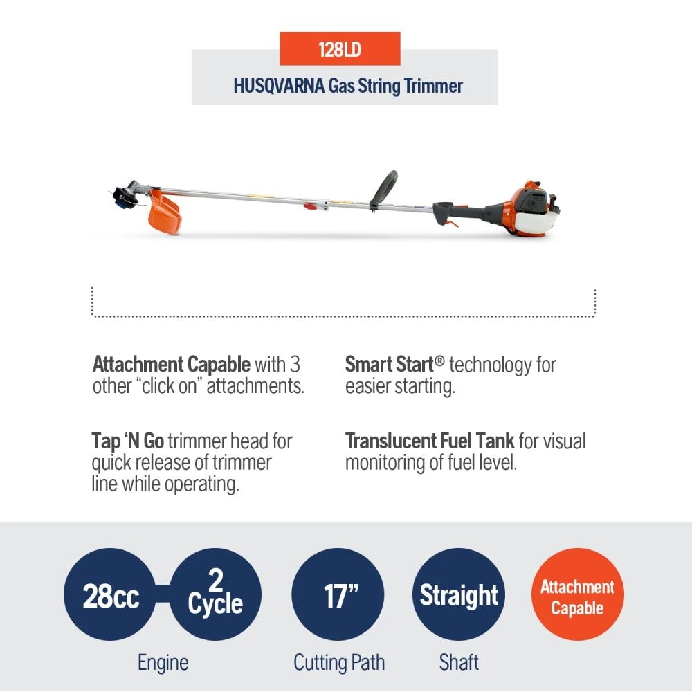 Promo ❤️ Husqvarna Gas String Trimmers 128LD 28-cc 2-Cycle 17-in Straight Shaft Gas String Trimmer with Attachment Capable ✔️ 14 Promo ❤️ Husqvarna Gas String Trimmers 128LD 28-cc 2-Cycle 17-in Straight Shaft Gas String Trimmer with Attachment Capable ✔️ - Image 14